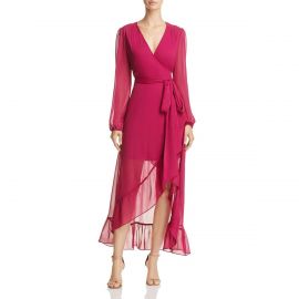 Magenta long sleeve wrap dress by Wayf at Bloomingdales